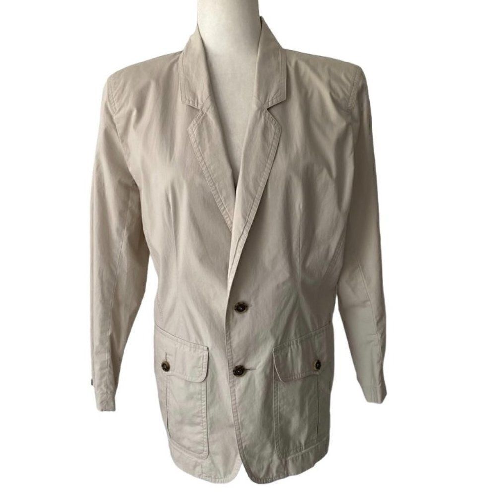 Lizwear Retro Women’s Tan Cotton Blazer Jacket SZ 4